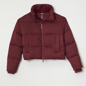 Girlfriend Collective Wine Cropped Puffer Jacket